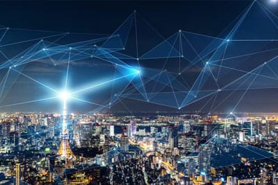 A city with a connection representation above