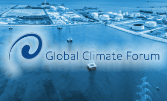 Global Climate Forum logo with a blue background